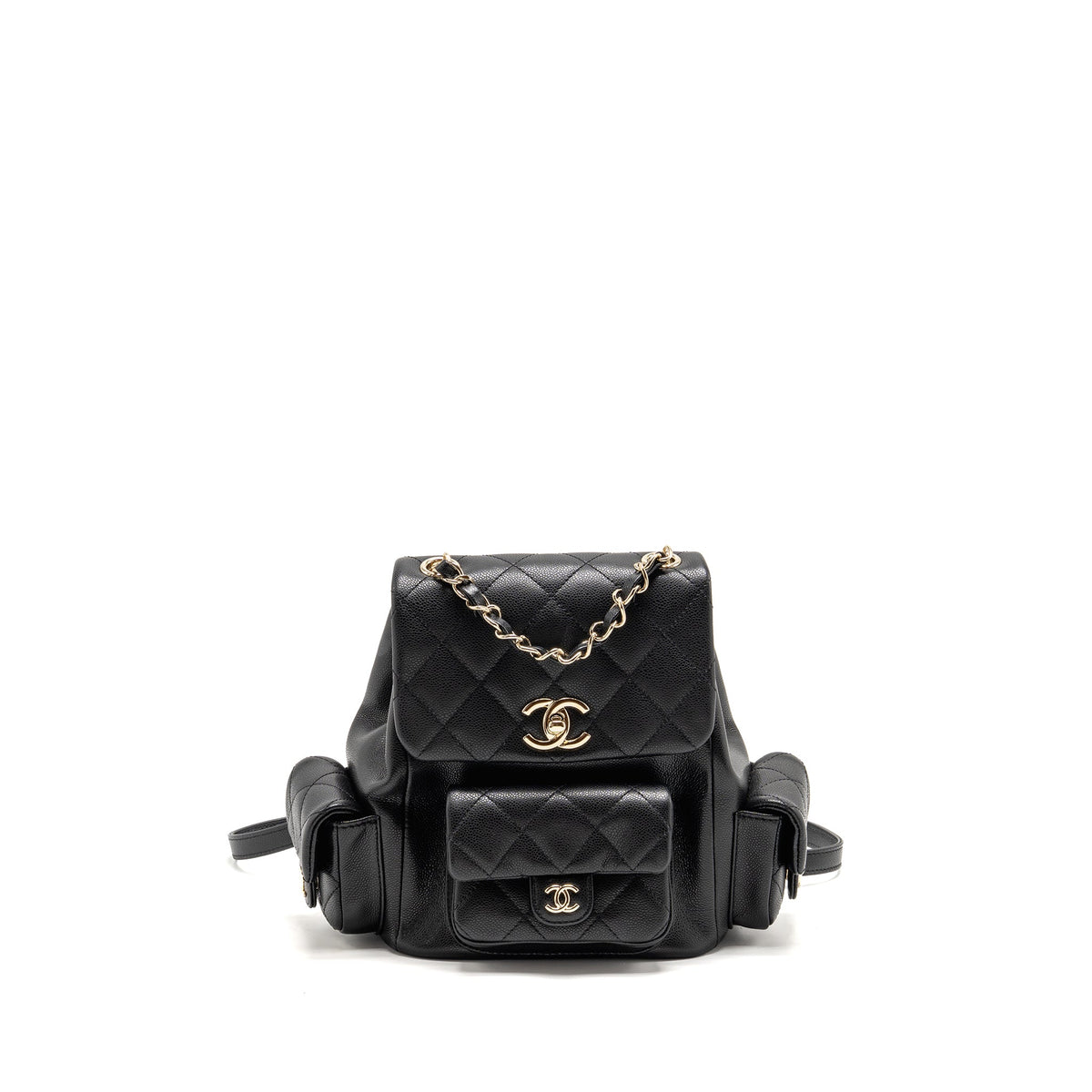 TRIPLE POCKET BACKPACK CAVIAR BLACK LGHW (MICROCHIP)